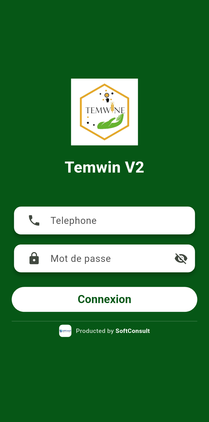 Ecran de connexion Temwin
